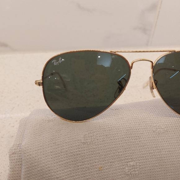 Ray-Ban Gold and Black Aviator Sunglasses